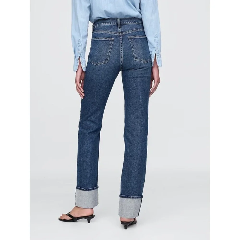 NWT Gap High Rise Cuffed '90s Slim Straight Jeans Blue Denim Plus Size 33 16 - Picture 9 of 12